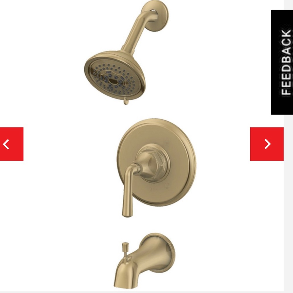 Gold shower/tub combo faucet.